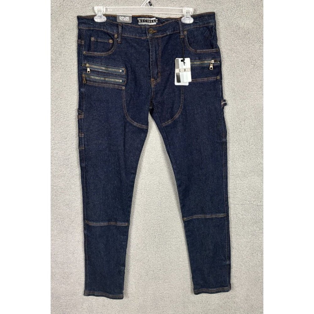 Decibel Mens 5 Pocket Carpenter/Utility Jeans Denim Blue Jeans 40W X 34L NWT's.